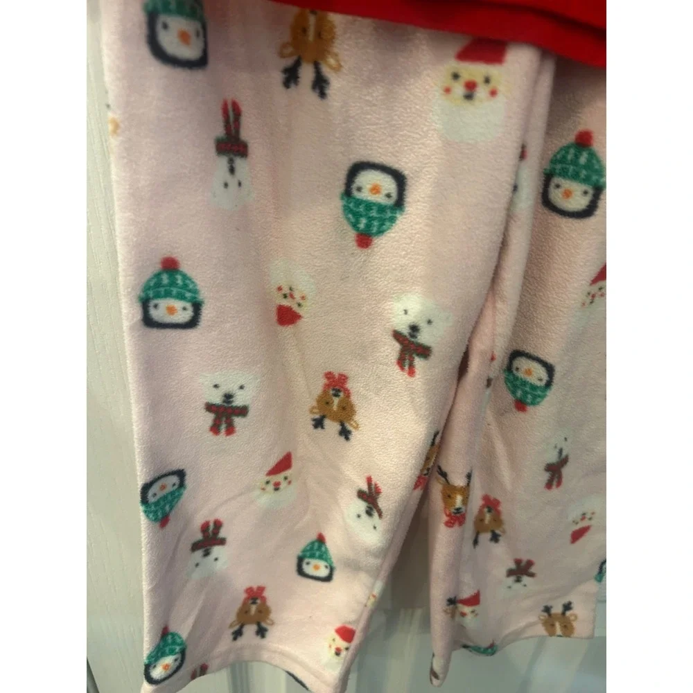 Carter's Pajama Set Red Pink Holiday Squad Fleece Christmas Toddler PJs 4T